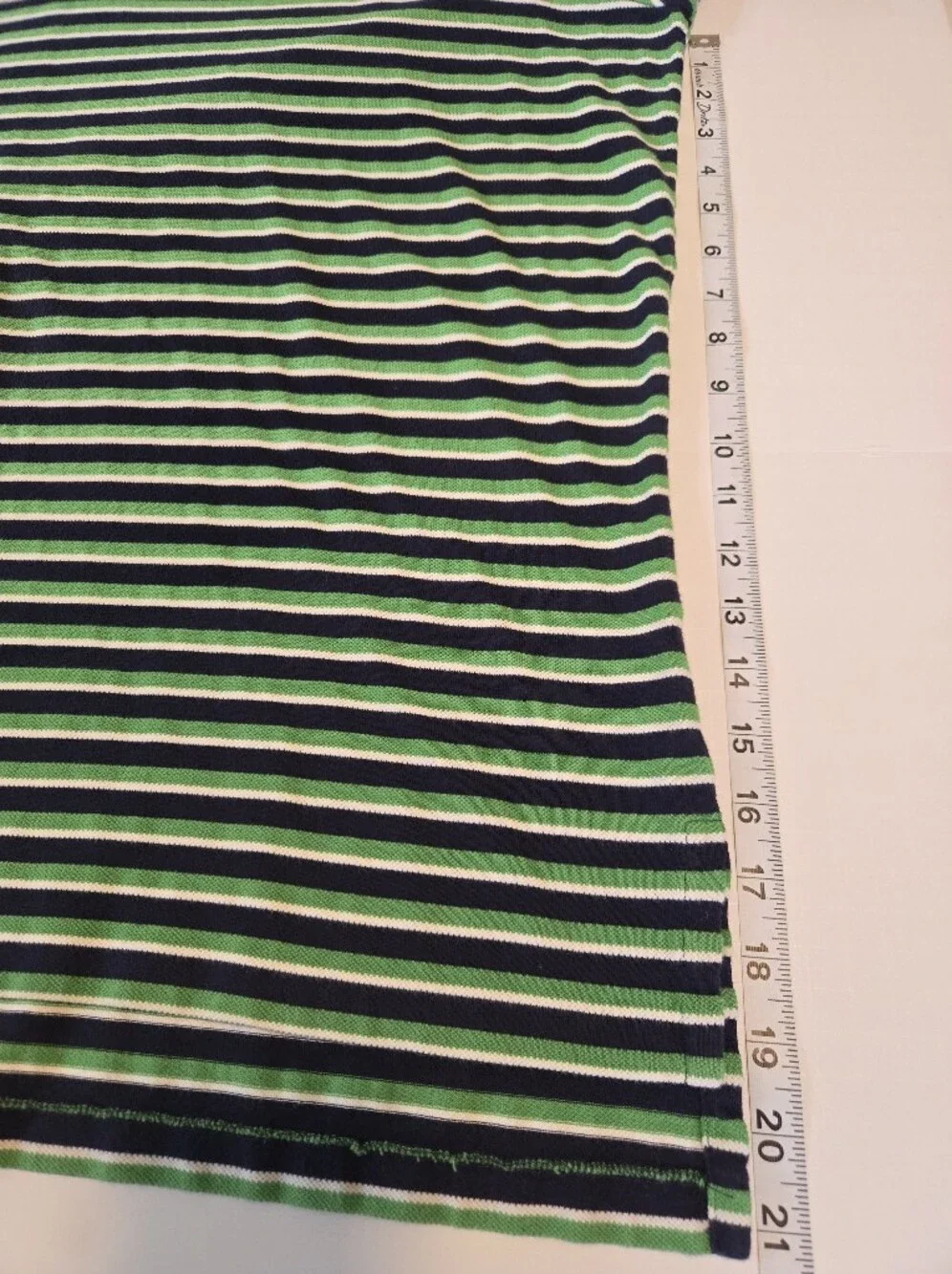 Vintage Polo Green & Navy w/ Orange Logo Striped Men's XL Polo Shirt